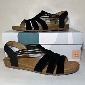 Earth Origins Laney Leather Suede Sling-Back Sandals